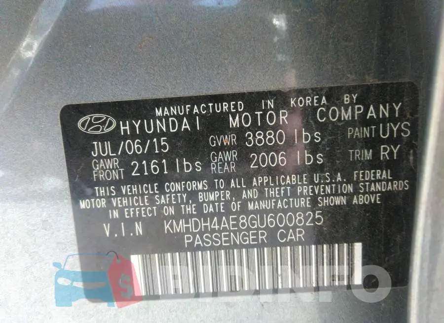KMHDH4AE8GU600825 Photo# 9