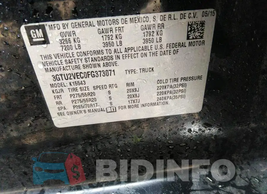3GTU2VEC0FG373071 Photo# 9