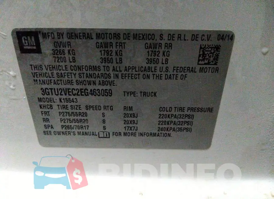 3GTU2VEC2EG463059 Photo# 9