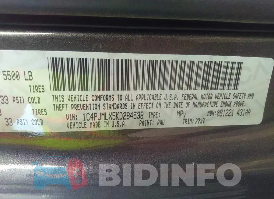 1C4PJMLX5KD284538 Photo# 9