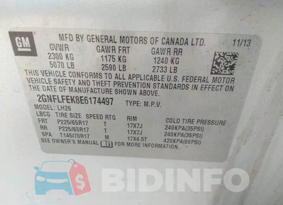 2GNFLFEK8E6174497 Photo# 9