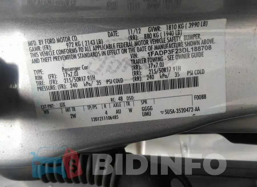 1FADP3F23DL188708 Photo# 9