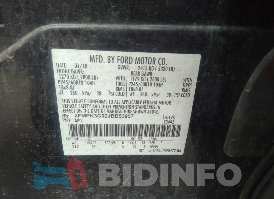 2FMPK3G92JBB53957 Photo# 9