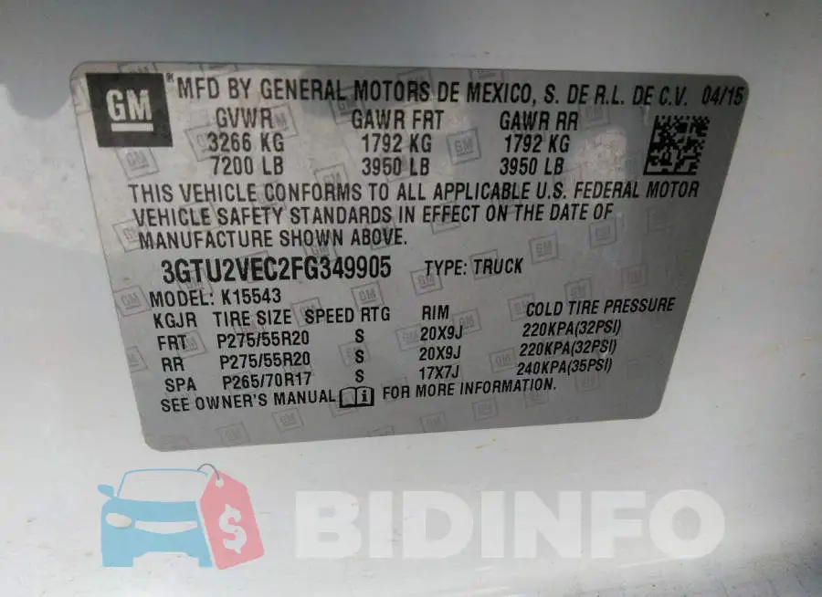 3GTU2VEC2FG349905 Photo# 9