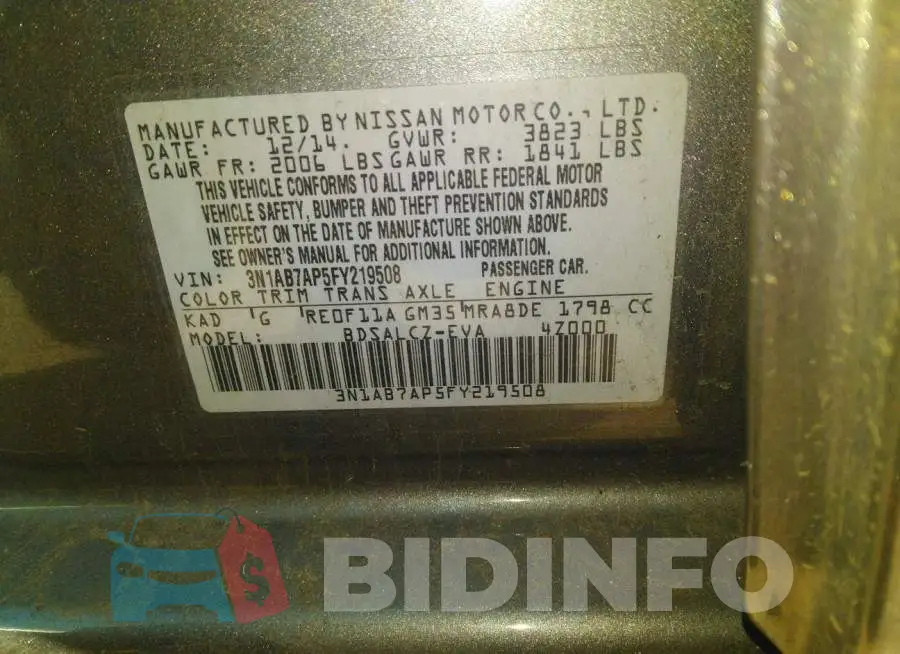 3N1AB7AP5FY219508 Photo# 9