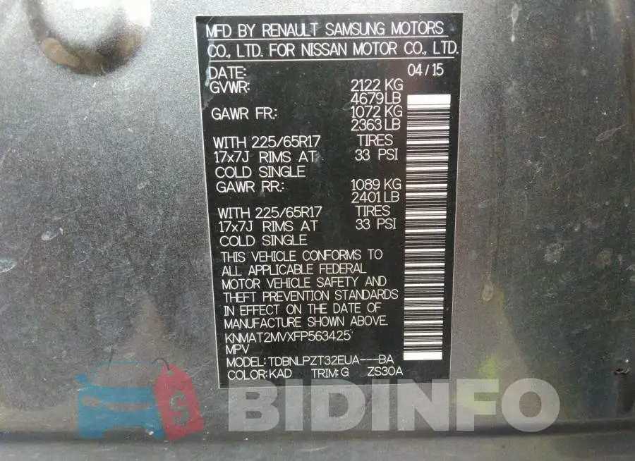 KNMAT2MVXFP563425 Photo# 9