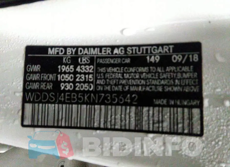 WDDSJ4EB5KN735642 Photo# 9