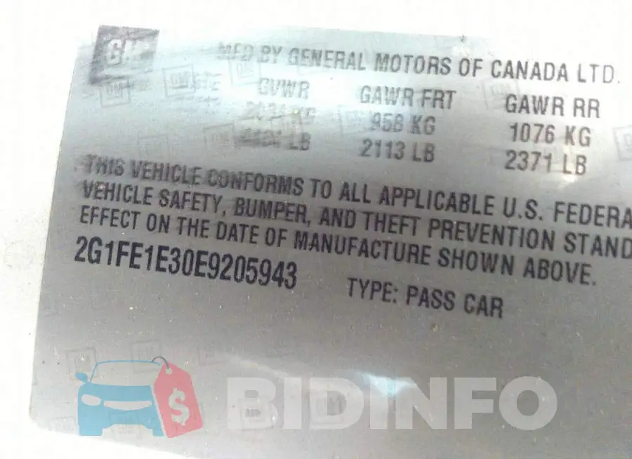2G1FE1E30E9205943 Photo# 9