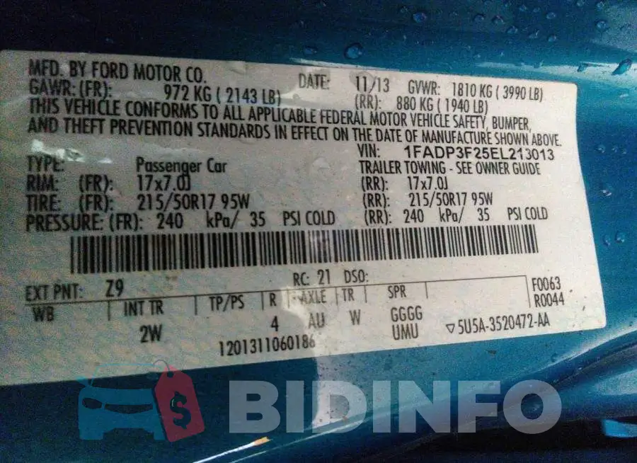 1FADP3F25EL213013 Photo# 9