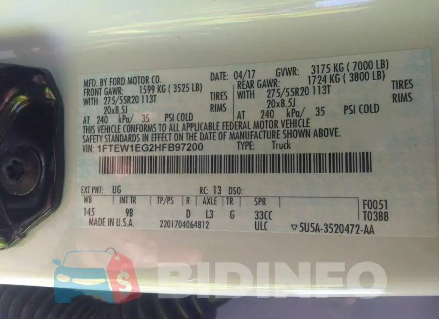 1FTEW1EG2HFB97200 Photo# 9
