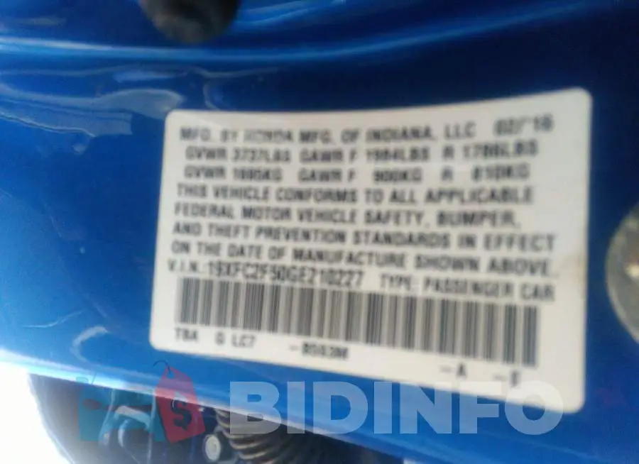 19XFC2F50GE210227 Photo# 9