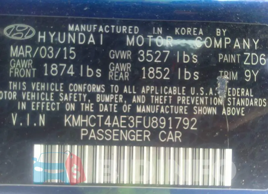 KMHCT4AE3FU891792 Photo# 9