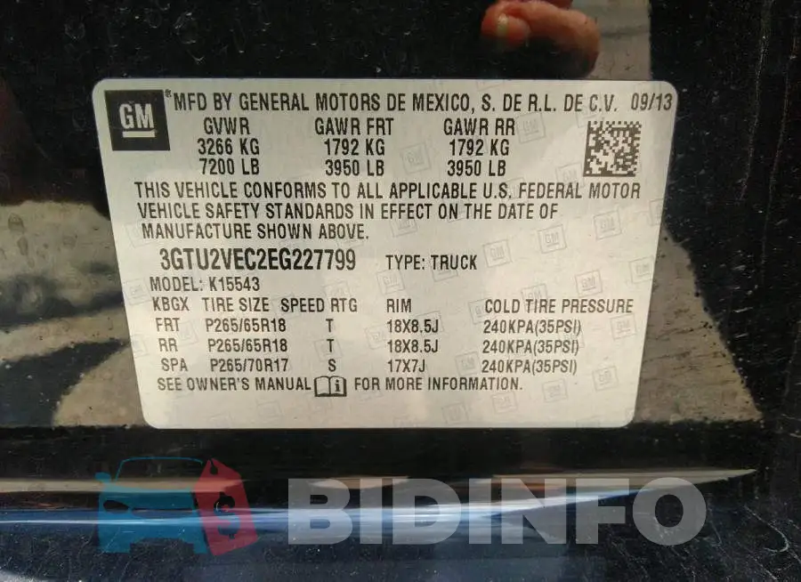 3GTU2VEC2EG227799 Photo# 9