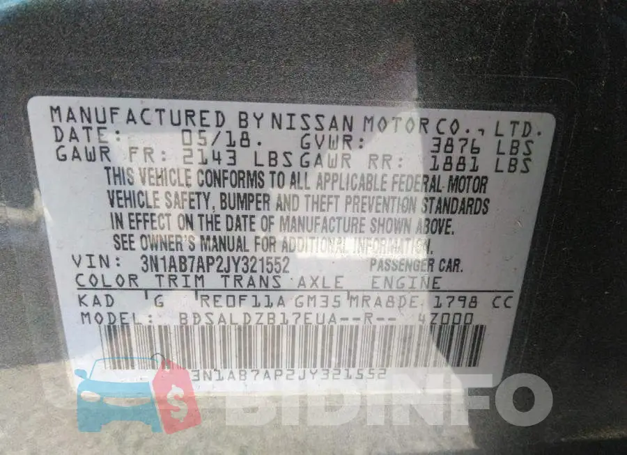 3N1AB7AP2JY321552 Photo# 9
