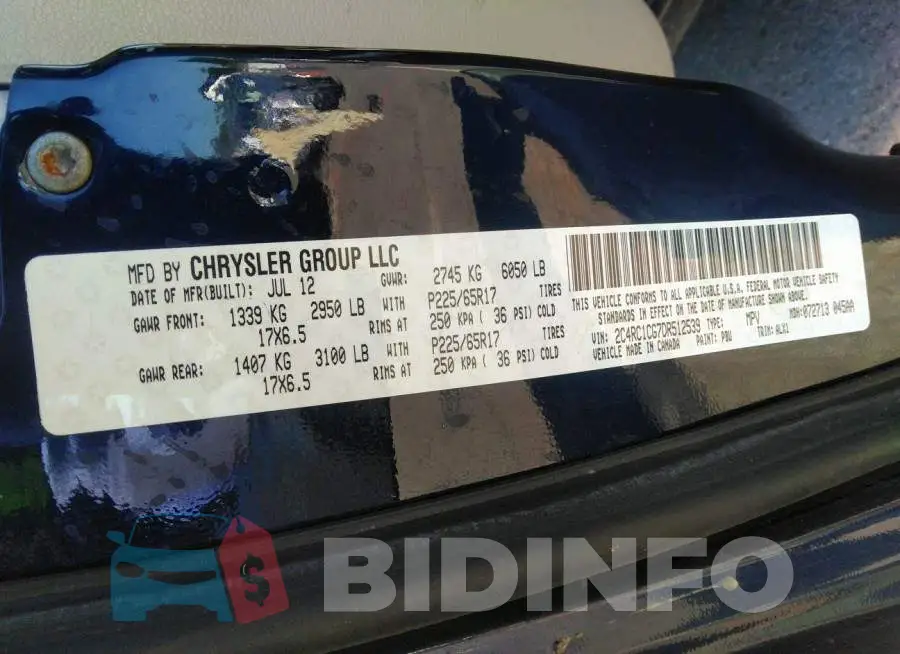2C4RC1CG7DR512539 Photo# 9