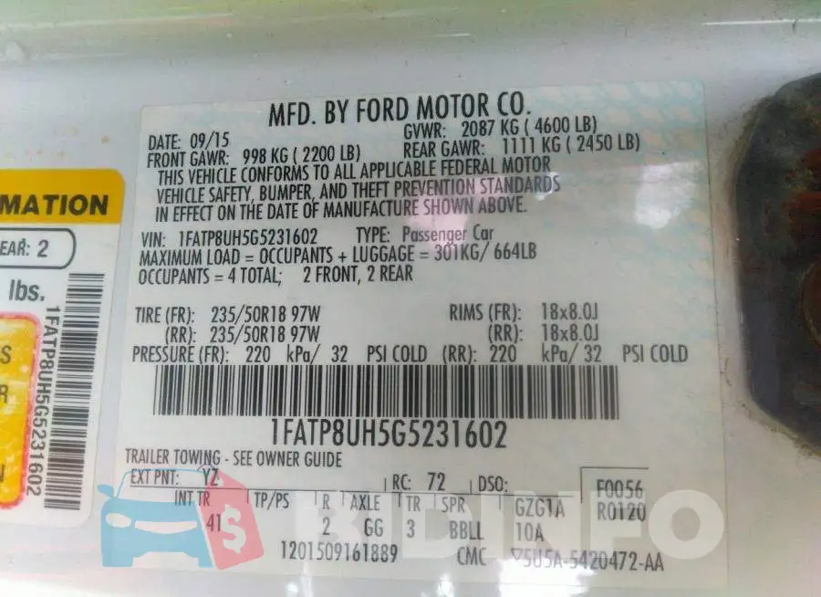 1FATP8UH5G5231602 Photo# 9