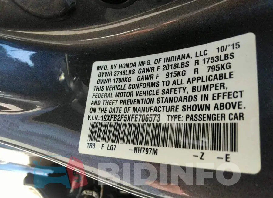19XFB2F5XFE706573 Photo# 9