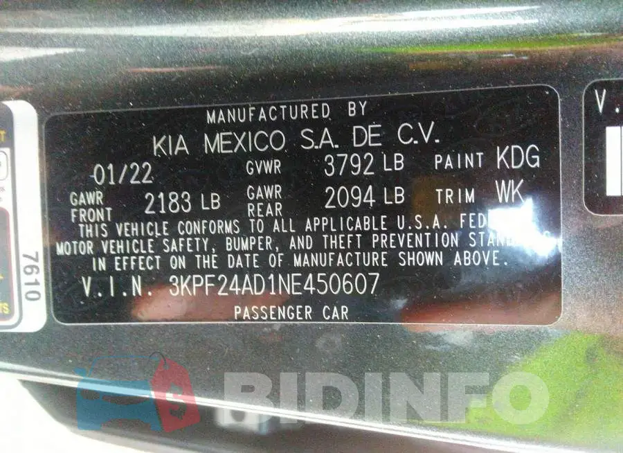 3KPF24AD1NE450607 Photo# 9