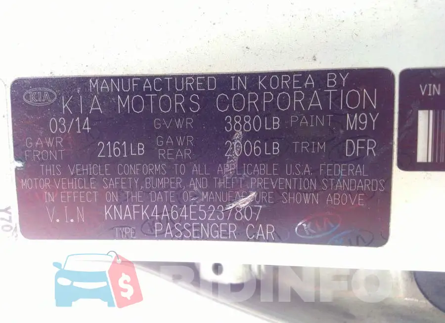 KNAFK4A64E5237807 Photo# 9