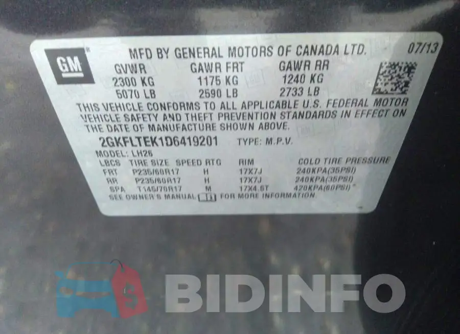 2GKFLTEK1D6419201 Photo# 9