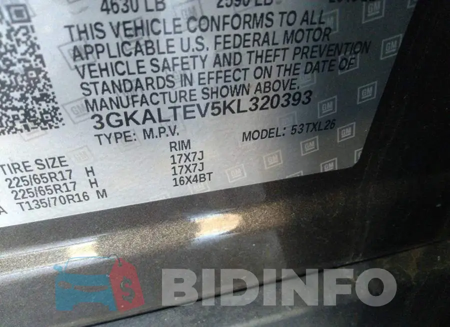 3GKALTEV5KL320393 Photo# 7