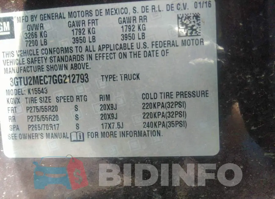 3GTU2MEC7GG212793 Photo# 9