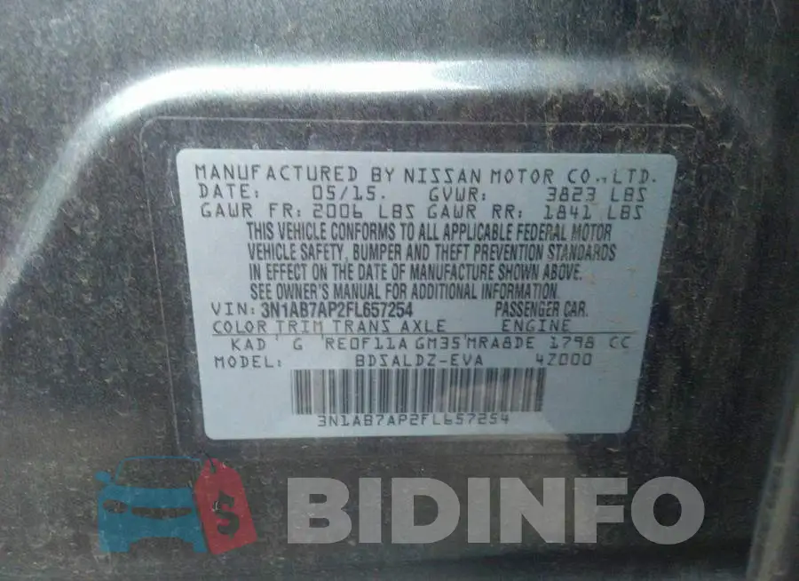 3N1AB7AP2FL657254 Photo# 9