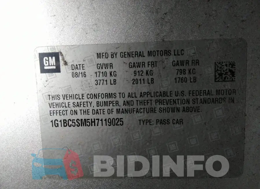 1G1BC5SM5H7119025 Photo# 9