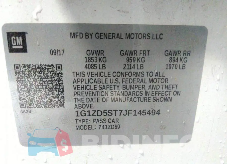 1G1ZD5ST7JF145494 Photo# 9