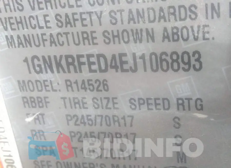 1GNKRFED4EJ106893 Photo# 9