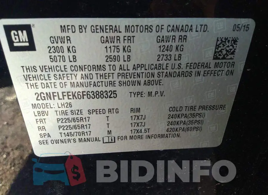 2GNFLFEK6F6388325 Photo# 9