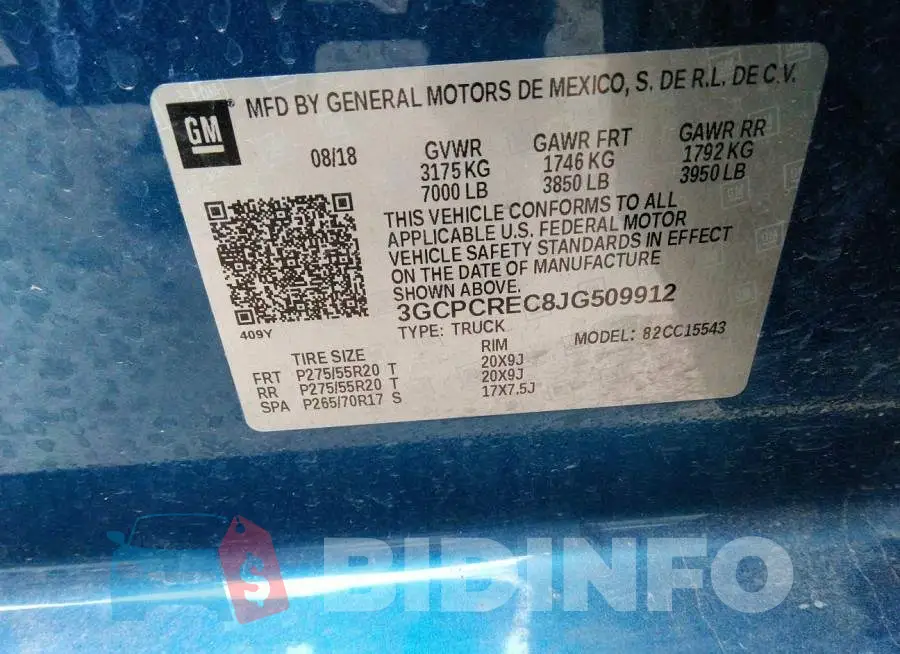 3GCPCREC8JG509912 Photo# 9