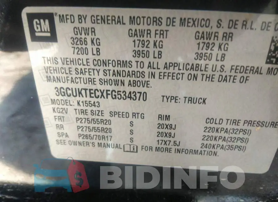 3GCUKTECXFG534370 Photo# 9