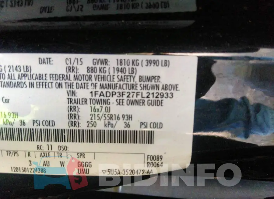1FADP3F27FL212933 Photo# 9