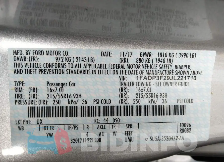 1FADP3F29JL221710 Photo# 9