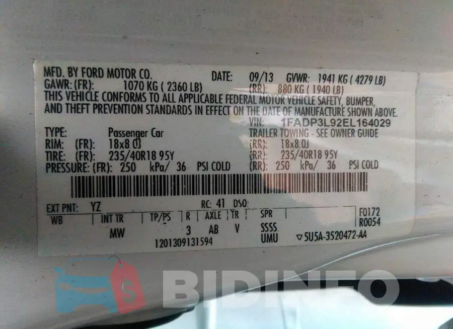 1FADP3L92EL164029 Photo# 9