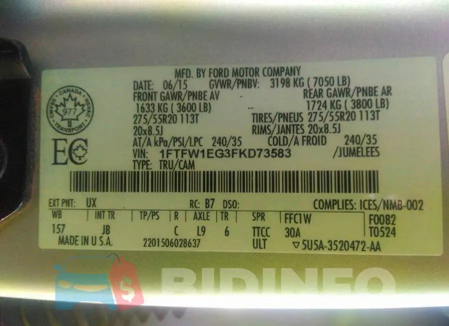 1FTFW1EG3FKD73583 Photo# 9