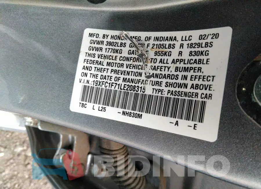 19XFC1F71LE208315 Photo# 9