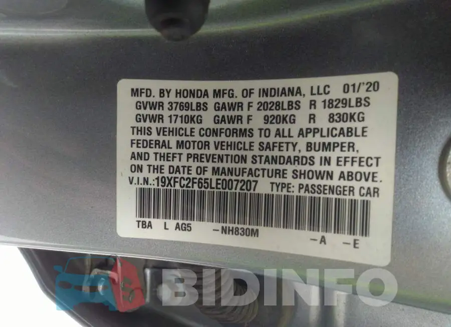 19XFC2F65LE007207 Photo# 9