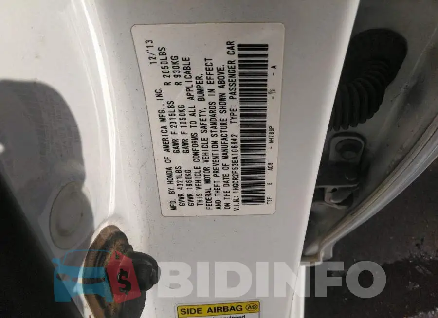 1HGCR2F53EA108942 Photo# 9