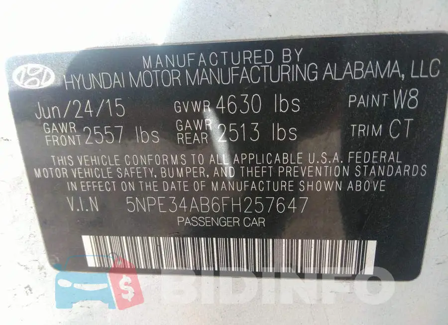 5NPE34AB6FH257647 Photo# 9