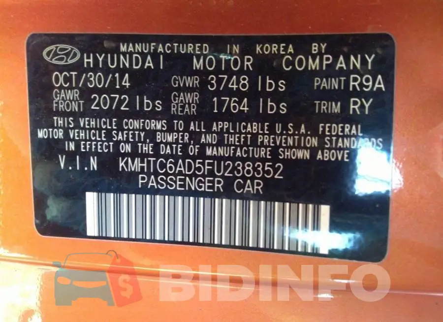 KMHTC6AD5FU238352 Photo# 9