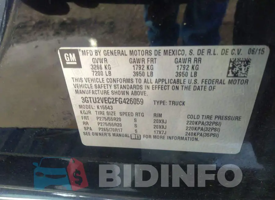 3GTU2VEC2FG426059 Photo# 9