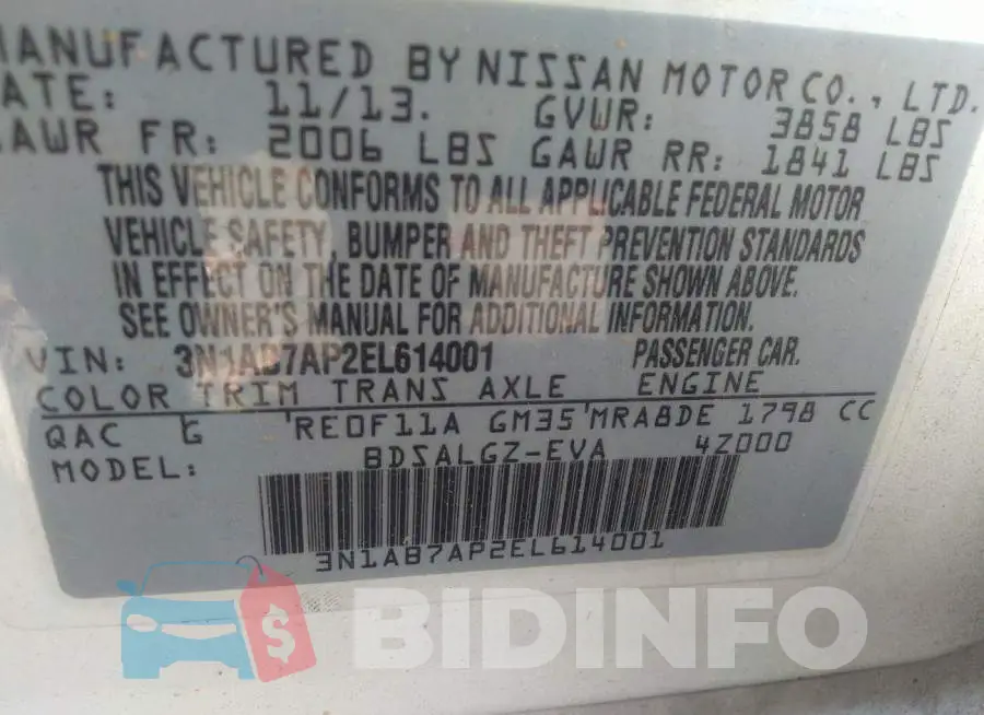 3N1AB7AP2EL614001 Photo# 9