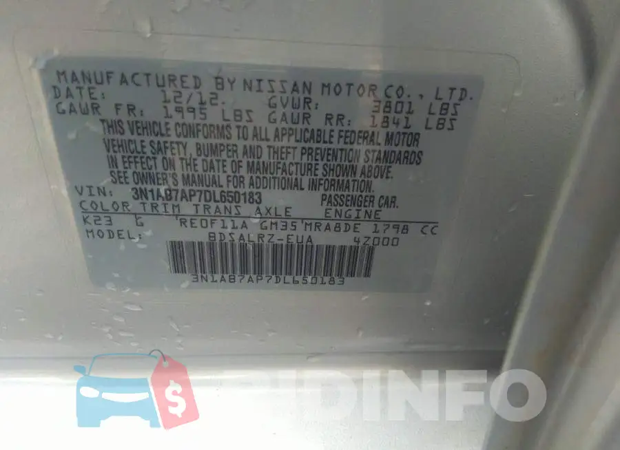 3N1AB7AP7DL650183 Photo# 9