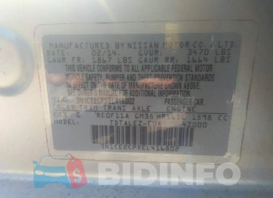 3N1CE2CPXEL416802 Photo# 9