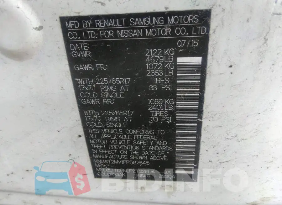 KNMAT2MV1FP587645 Photo# 9