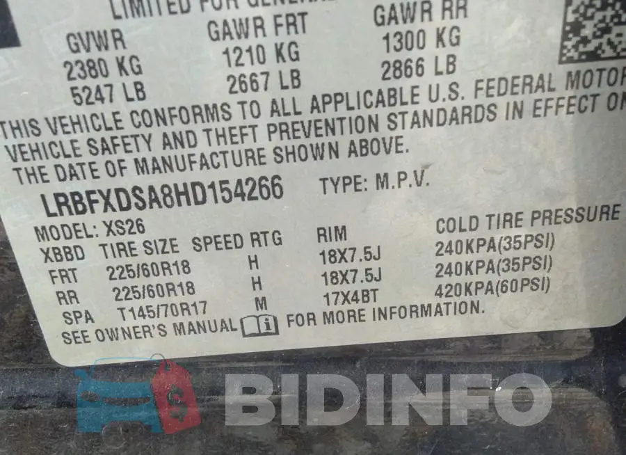 LRBFXDSA8HD154266 Photo# 9