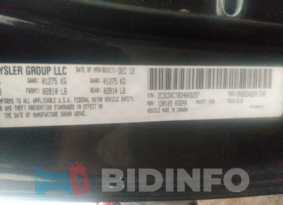 2C3CDXCT8DH603297 Photo# 9
