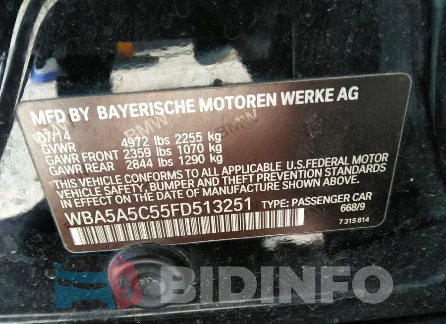 WBA5A5C55FD513251 Photo# 9